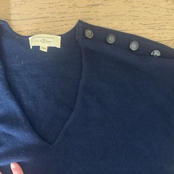 Sezane Navy V-Neck Sweater - Picture 4 of 6